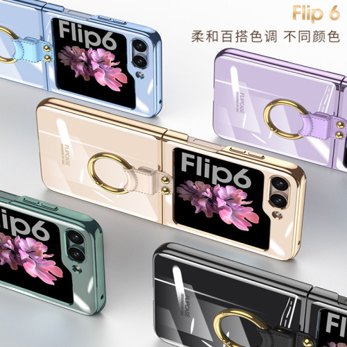適用三星Z flip6手機殼新品指環支架flip6電鍍幻影防摔保護套