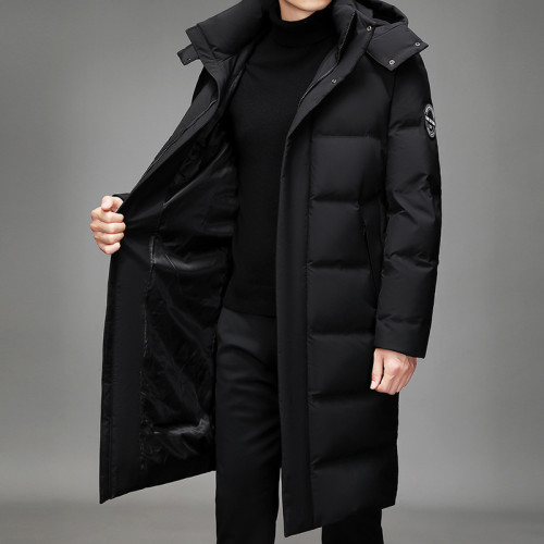 冬裝2025新款男式羽絨服青年韓版時尚長款帶帽無毛領外套·