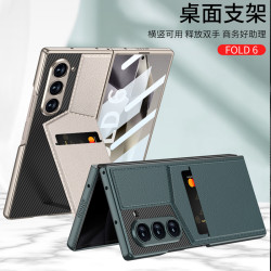 適用三星ZFold6手機殼卡包支架Fold6素皮殼膜一體新款保護殼