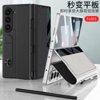 適用三星Z fold6手機殼素皮支架摺疊螢幕防摔繙蓋皮套殼膜一體筆槽