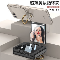 適用三星Z FLIP6手機殼指環鏡頭保護套Flip 5保護殼創意美妝鏡子