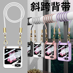 新款適用zflip6手機殼時尚女生斜背背帶手機殼創意Zflip6保護套