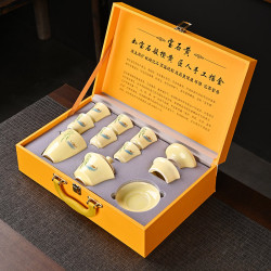 寶石黃德化茶具套裝禮盒陶瓷整套伴手禮隨手禮高檔上檔次商務