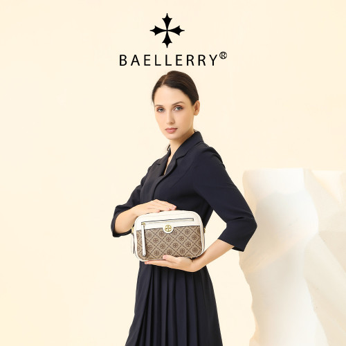 女士小方包新款Baellerry時尚拼皮拉鍊單肩斜後背包手提包女包