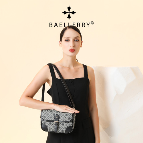女士包袋新款Baellerry 時尚十字花撞色吸釦單肩斜背高級感女包