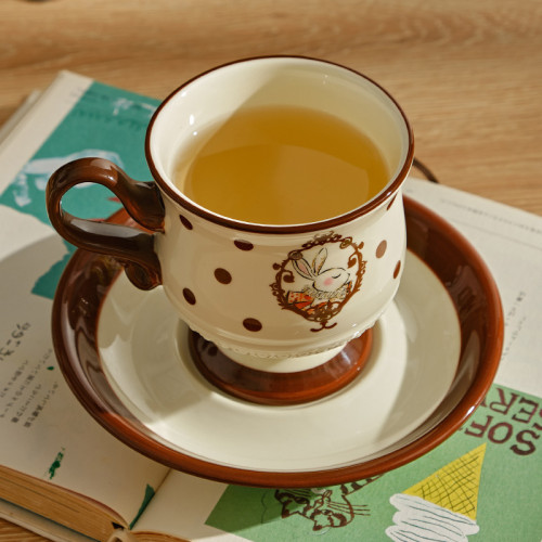 法式可愛兔子陶瓷咖啡杯高顔值馬克杯家用下午茶杯小衆杯碟套裝