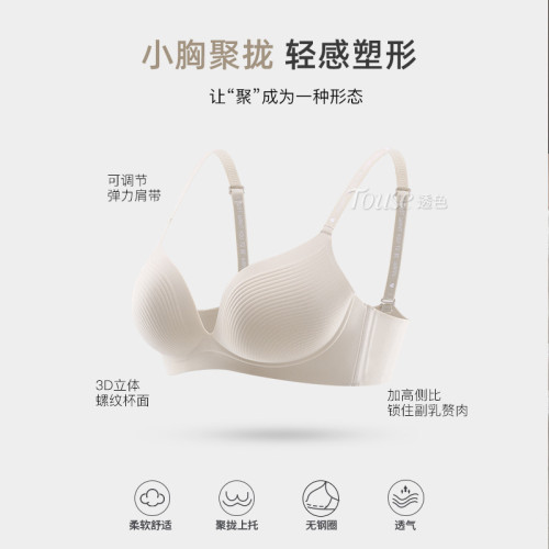 原創聚攏內衣女士小胸聚攏加厚顯大2024新款收副乳防下垂美背文胸