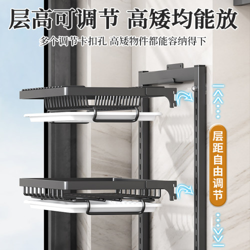 廚房壁掛碗碟架可調節高度碗盤收納架多功能刀具筷子筒架菜板架