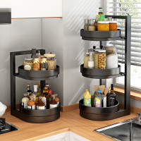 廚房調料置物架鹽醬醋調味料品瓶罐收納盒旋轉台面多功能置物架子
