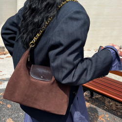 包包女士2025新款磨砂牛皮女包托特包斜後背包真皮大容量單肩鏈條包