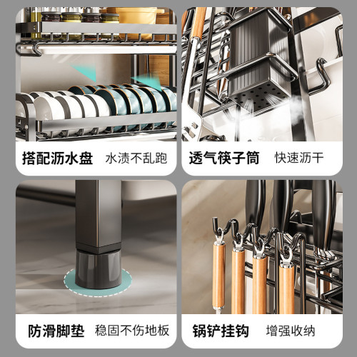 廚房碗碟置物架家用多功能碗碟瀝水架碗筷餐具收納不鏽鋼收納架子