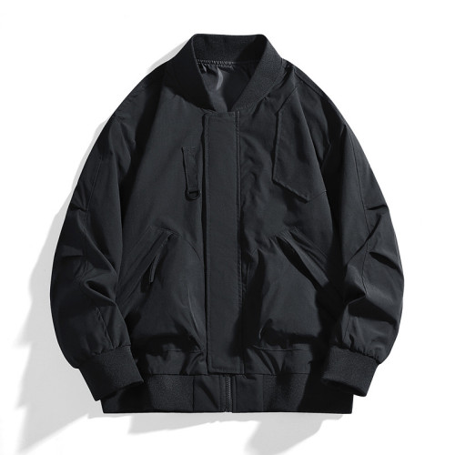 新款男士夾克立領外套寬松大碼透氣工裝棒球服休閒男裝上衣