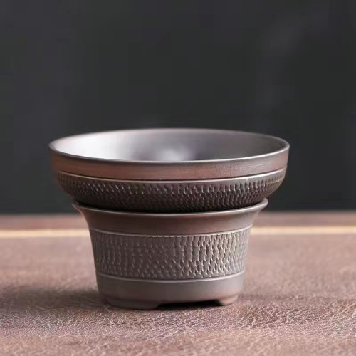 紫砂公道杯茶漏套裝一體手工家用大號紫陶茶海功夫茶具配件濾茶器