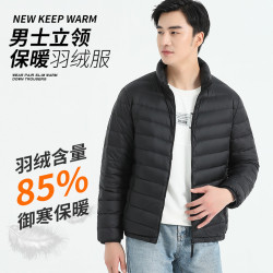 羽絨服男士薄款2024冬季都市輕便純色百搭青年白鴨絨外套高級感潮