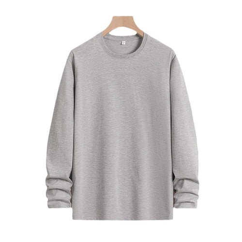 春秋冬季180克工作服印花綉花純棉圓領純色長袖T恤打底衫