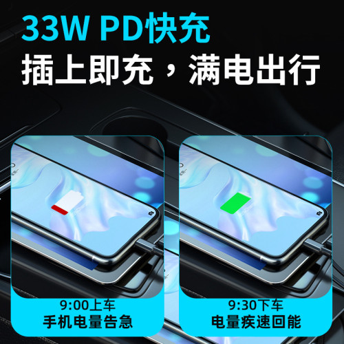 新品車用充電器 PD33W超級快充四合一充電器可伸縮拉伸線車充
