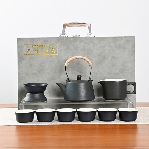 日式黑陶功夫茶具套裝家用陶瓷泡茶壺茶杯小套禮盒裝商務禮品