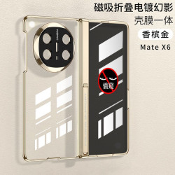 華爲MateX6透明手機殼磁吸防窺硬殼X6殼膜一體支架折曡電鍍全包殼