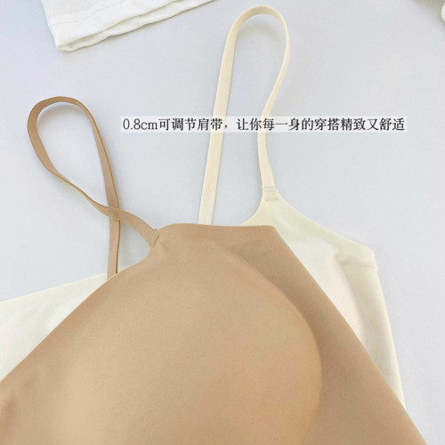 無痕套頭一體式舒適裸感美背內衣女無鋼圈聚攏背心吊帶女士文胸罩