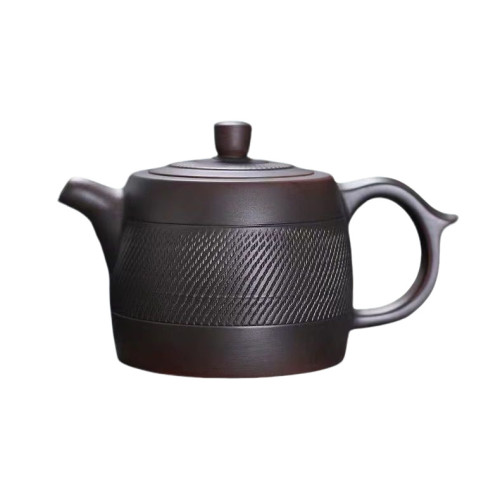 創意紫陶全手工跳刀紋鳳鳴井欄壺家用功夫茶具單復古壺大號泡茶壺