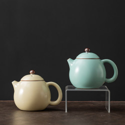 米黃汝窰茶壺泡茶單壺陶瓷茶具茶杯家用喝茶西施壺套裝汝瓷泡茶壺
