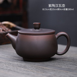紫陶鳳鳴壺手工漢瓦壺大容量原礦茶壺高檔家用茶具套裝寬口壺原礦