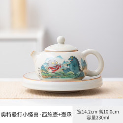 米黃汝窰茶壺陶瓷西施壺功夫茶具套裝小單個泡茶器喝茶家用泡紅茶