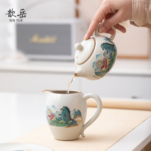 米黃汝窰茶壺陶瓷西施壺功夫茶具套裝小單個泡茶器喝茶家用泡紅茶