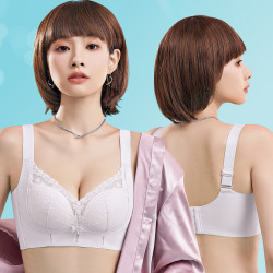 2025春夏內衣女無鋼圈調整型性感蕾絲聚攏薄款文胸舒適收副乳胸罩