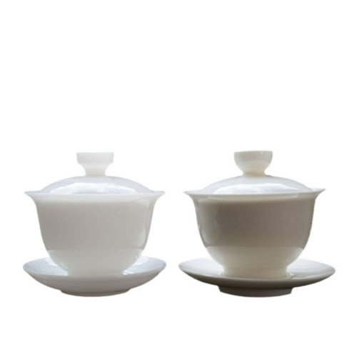 郭志保大師冰種三才蓋碗茶杯單個家用陶瓷茶具羊脂玉白瓷茶碗高