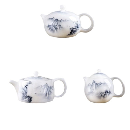 郭志保手工茶壺白羊脂玉冰種釉燒手繪山水西施壺功夫茶泡茶壺