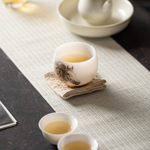 復古風十二生肖羊脂玉功夫小茶杯茶盞德化玉白瓷泡茶杯加厚生肖杯