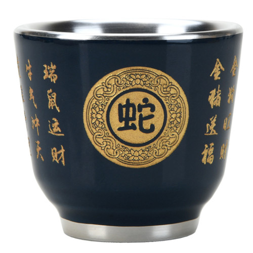 主人杯單杯子十二生肖純銀茶杯陶瓷品茗杯鑲銀茶盞功夫茶碗鎏銀杯