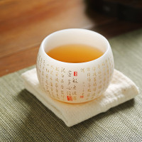 郭志保千裡江山素燒羊脂玉冰種白瓷主人杯個人專用高級陶瓷喝茶杯