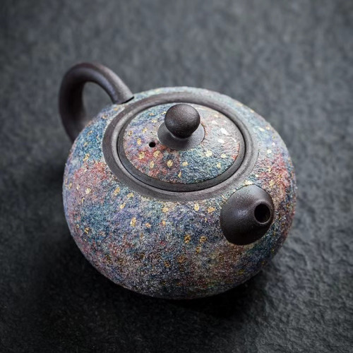 日式巖礦茶壺林培福純手工鐵胎泡茶器家用功夫茶具創意球孔單壺