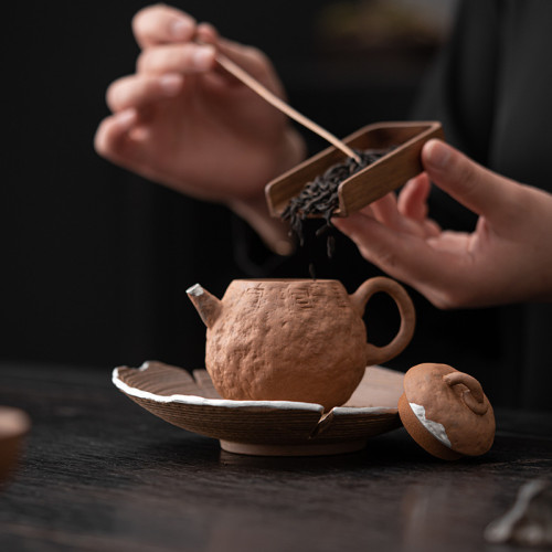 空寂齋迴紋壺復古鎏銀手作老巖泥球孔過濾茶壺功夫茶家用可泡養