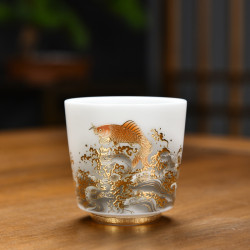 羊脂玉白瓷功夫茶杯主人杯個人專用杯男款茶盞單杯品茗杯陶瓷高檔
