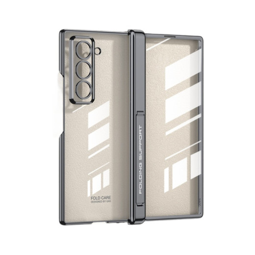 適用三星Fold6Slim磁吸手機殼電鍍W25殼膜一體側包帶支架透明簡約