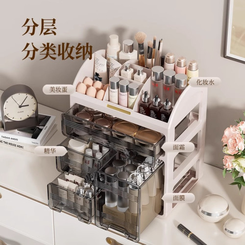 友耐化妝品收納盒防塵抽屜式梳妝台護膚品口紅大容量桌面收納盒