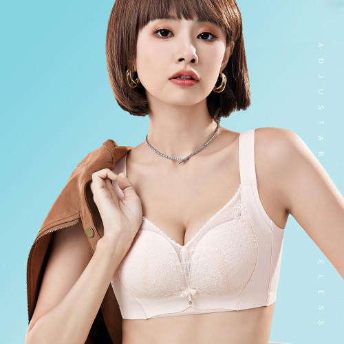 春夏款內衣女小胸聚攏防下垂無鋼圈蕾絲無側骨文胸透調整型收副乳