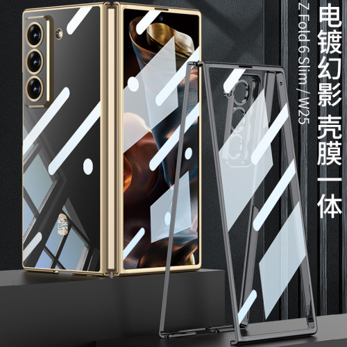 GKK適用三星ZFold6Slim折曡手機殼電鍍殼膜一體透明W25保護殼