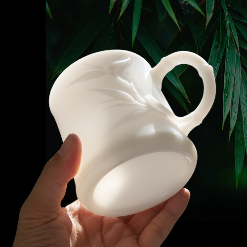羊脂玉德化白瓷辦公杯家用陶瓷泡茶個人杯帶蓋水杯冰種高級郭志保