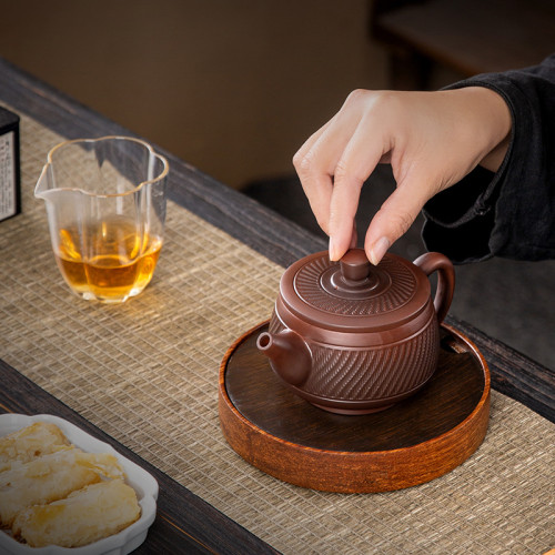 原礦紫陶手工漢瓦壺大容量家用茶具禮盒裝功夫紫砂茶具大號鳳鳴壺