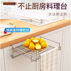 不鏽鋼折曡操作台廚房櫥櫃門上壁掛式備菜架懸掛收納置物架子家用