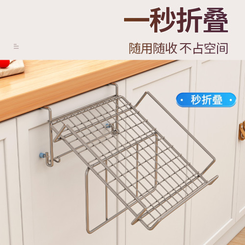 不鏽鋼折曡操作台廚房櫥櫃門上壁掛式備菜架懸掛收納置物架子家用