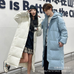 新款羽絨服男款冬季情侶長款加厚寬松休閒過膝保暖外套