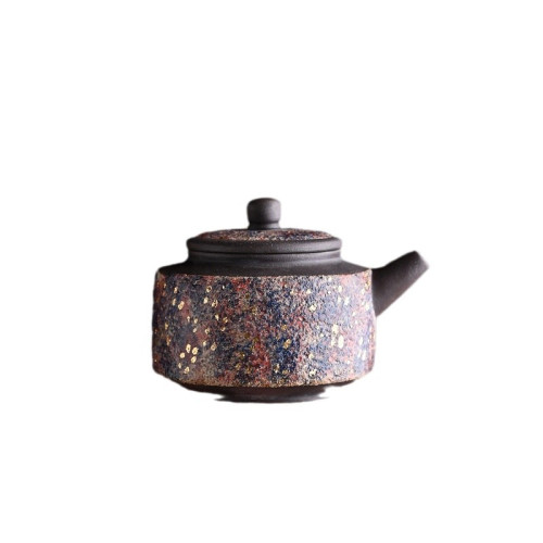 粗陶巖礦斑斕茶壺復古茶杯茶具純手工彩陶工藝西施壺柴燒泡茶單壺