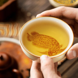 汝窰銀鱗禦龍普洱杯陶瓷茶杯主人杯家用單杯個人專用茶具品茗杯子