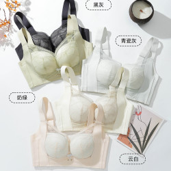 春夏新款內衣女無鋼圈調整型性感蕾絲薄款聚攏文胸上托舒適收副乳