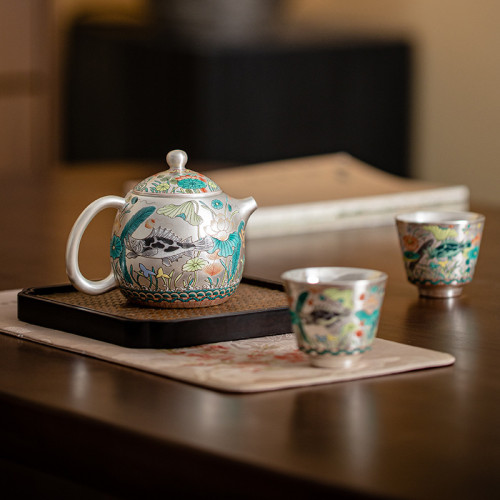 一壺二杯鎏銀茶具套裝家用客廳輕奢高檔茶壺茶杯辦公室會客茶具